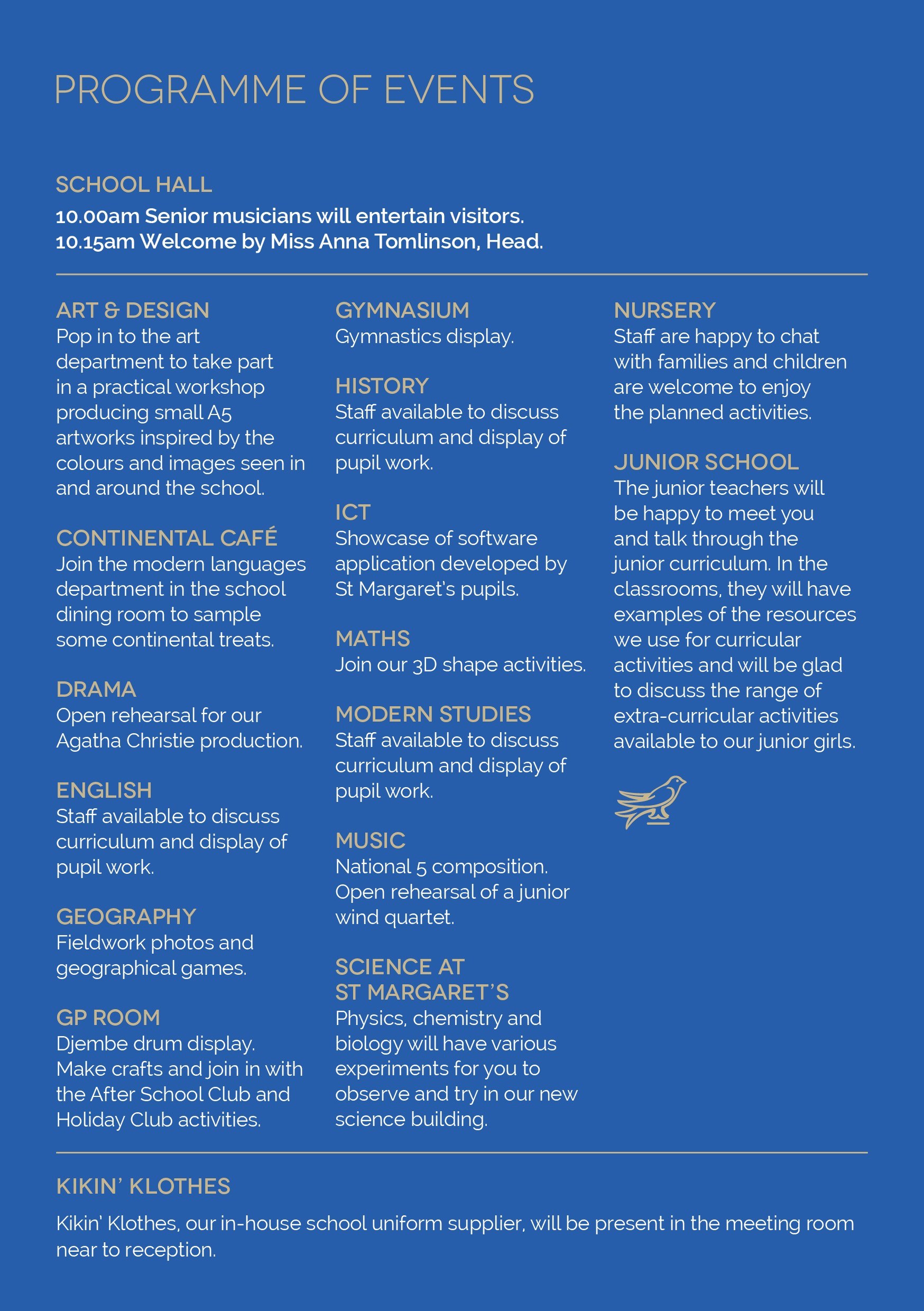 st margarets school for girls aberdeen open morning sample programme of events